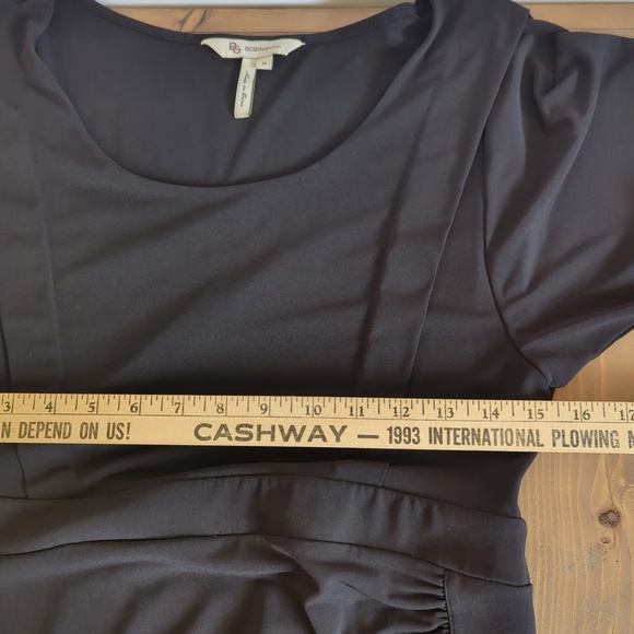 BCBGeneration Black 3/4 Sleeve Bodycon Dress Side Gathers Scoop Neck - Picture 6 of 10